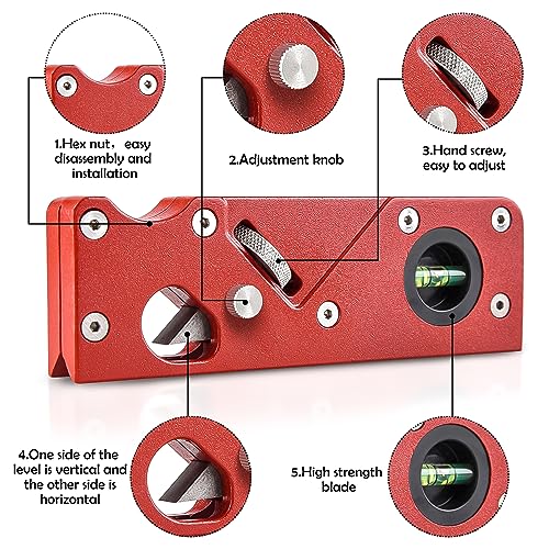 Chamfer Plane, Wood Chamfer Plane with 7 Cutter Heads, Woodworking Edge Corner Flattening Tool with Auxiliary Locator, Woodworking Hand Planer Hesderty