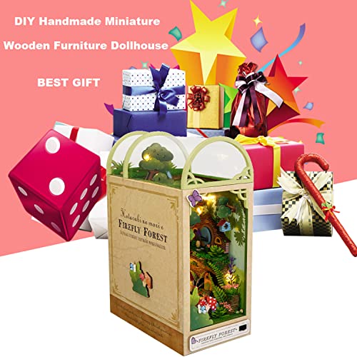 Roroom DIY Book Nook Kit, DIY Dollhouse Booknook Bookshelf Insert Decor Alley,3D Wooden Puzzle with Book Nook Bookshelf Insert Wood Bookend Model Roroom