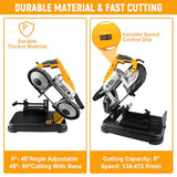 Hoteche Portable Band Saw 10-Amp 5-Inch Cutting Capacity Variable Speed Compact Band Saw with Stand for Woodworking and Metalworking Hoteche