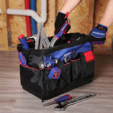WORKPRO Tool Bag, 18 Inch Tool Bag with Waterproof Molded Base, Open Top Tool Organizer Bag with 20 Pockets, Adjustable Shoulder Strap WORKPRO