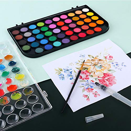 AROIC Watercolor Paint Set, with a Watercolor Paint, 48 Color, a Brush and a Refillable Water Brush Pen. The Best Gift for Beginners, Children and AROIC