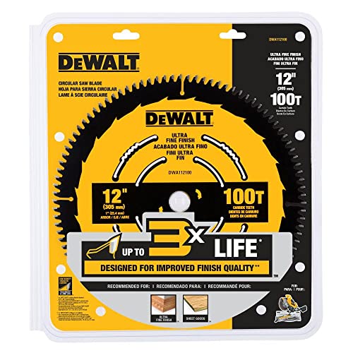DEWALT Miter Saw Blade, 12 inch, 100 Tooth, Fine Finish, Ultra Sharp Carbide (DWA112100) DEWALT