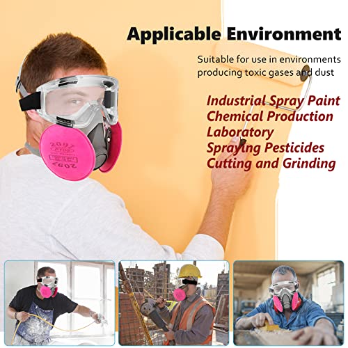 Dodarhip Reusable Half Face Respirator Mask - Respirator Mask with Filters for Painting, Chemical, Organic Vapor Gas, Welding, Asbestos, Fume, Resin