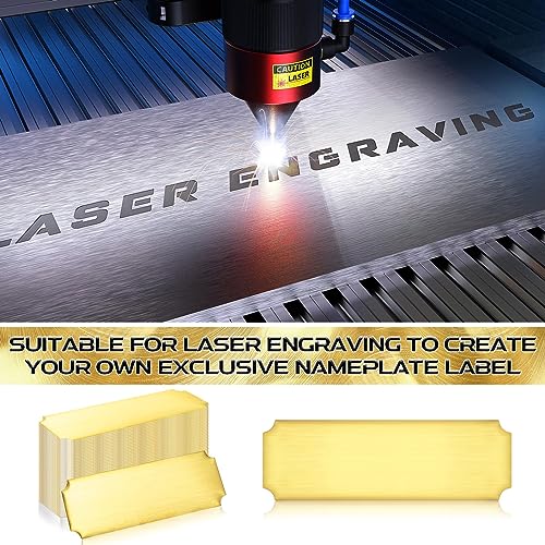 Therwen 60 Pcs Name Plates Laser Engraved Brushed Solid Brass Plate Personalized Plaque Blank Custom Name Tag Frame Name Label with Adhesive Backing Therwen