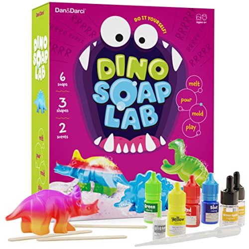 Dino Soap Making Kit for Kids - Dinosaur Science Toys Kits - Gifts for Kids All Ages - STEM DIY Activity Craft Kits - Crafts Gift for Boys and Girls, Dan&Darci
