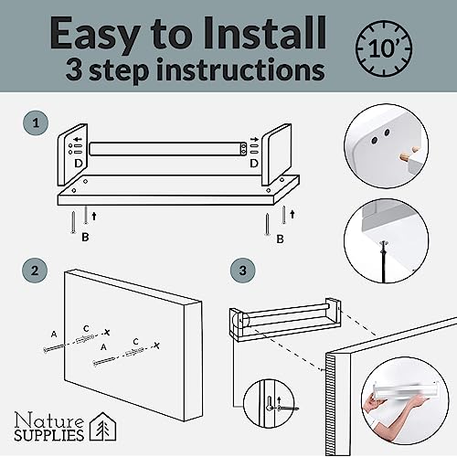 Set of 4 Natural Wood Floating Book Shelves for Nursery and Kids' Rooms NATURE SUPPLIES