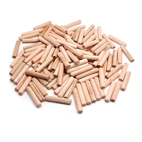 UtySty 100 Pack Wooden Dowel Pins Rods 3/8" x 1 1/2" Set Cabinet Drawer Round Fluted Birch Joinery Ends Pegs Furniture DIY Art Woodworking Door - WoodArtSupply