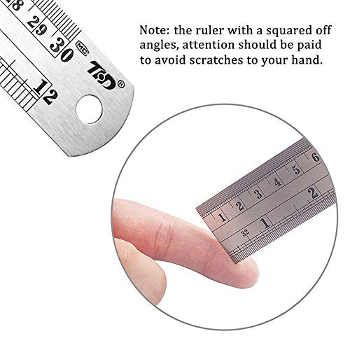 ZZTX Metal Ruler Stainless Steel Ruler Straight Edge Measuring Tool 6 Inch +12 Inch + 16 Inch 6 Pack Set - WoodArtSupply