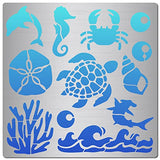 GORGECRAFT 6.3 Inch Ocean Creature Metal Stencil Dolphin Wood Burning Stencil Reusable Sea Animals Journal Stencils Turtle Template Stainless Steel GORGECRAFT