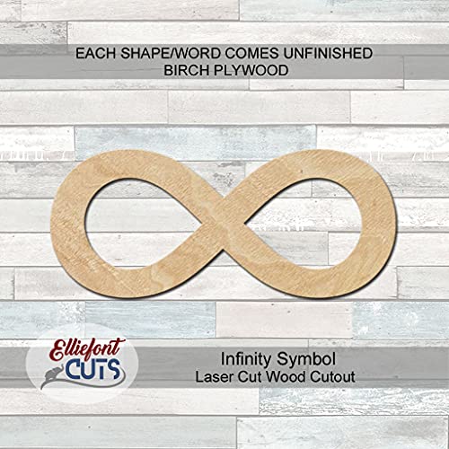 Infinity Sign Wood Cutouts for crafts, Laser Cut Wood Shapes 5mm thick Baltic Birch Wood, Multiple Sizes Available Elliefont Styles