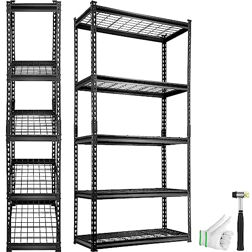 VEVOR Storage Shelving Unit, 5-Tier Adjustable, 2000 lbs Capacity, Heavy Duty Garage Shelves Metal Organizer Wire Rack, Black, 36" L x 16" W x 72" H VEVOR