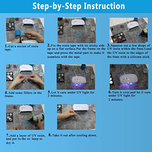 Miraclekoo UV Resin Kit with Light and Alphabet Resin Molds for Beginners, 7oz UV Epoxy Resin and Supplies with UV Lamp Resin Jewelry Molds Starter Miraclekoo