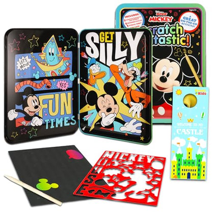 Disney Mickey Mouse Scratch Art Kit for Kids - Bundle with Mickey Scratch Activity Book Featuring Mickey, Goofy and More | Mickey Mouse Coloring and - WoodArtSupply