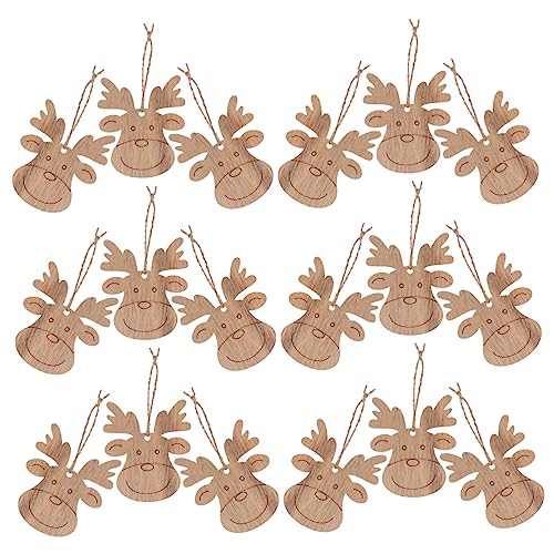 EXCEART 20pcs Christmas Deer Pendant Wood Crafts for Wooden Tags Christmas Tree Decorations Christmas Tree Wooden Reindeer Cutouts Wooden Reindeer