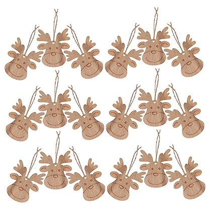 EXCEART 20pcs Christmas Deer Pendant Wood Crafts for Wooden Tags Christmas Tree Decorations Christmas Tree Wooden Reindeer Cutouts Wooden Reindeer