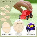 Lenwen 48 Pcs Wood DIY Car Toys for Party Unfinished Wooden Cars, Wooden Toy Cars Wooden Arts and Crafts DIY Toys for Students Girls Boys Home Lenwen