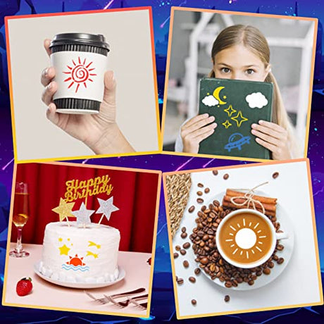 Star Cloud Moon Stencils for Painting Space Paint Stencil for Wall Card Making Art Craft Reusable Stars Template for Kids Drawing on Canvas Fabric yhslmh