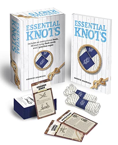 Essential Knots Kit: Includes Instructional Book, 48 Knot Tying Flash Cards and 2 Practice Ropes - WoodArtSupply