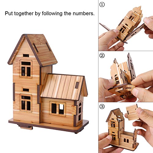 ZOSEN 3D Wooden Puzzle, Mini DIY Model House Kit Educational Toys Jigsaw Puzzles Gift for Children and Adult