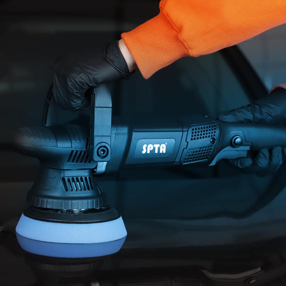 Buffer Polisher, SPTA 5-Inch 125mm Dual Action Random Orbital Car Polisher,Car Detailing Kit, 4Pcs 5inch & 4Pcs 6Inch Polishing Pad,Packing Bag for SPTA