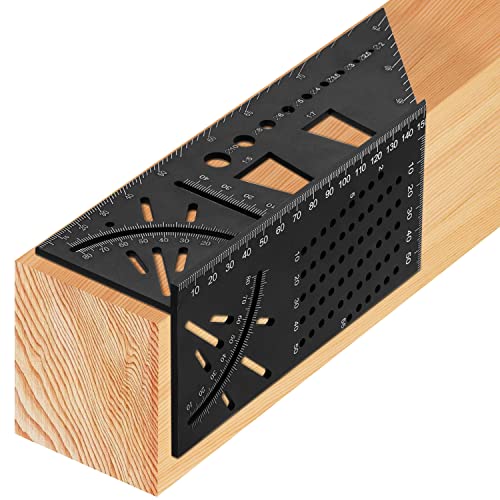 Woodworking Carpenter Square Rule,Baowox 3D Aluminum Alloy Angle Measuring Tool, Multifunction Angle Finder Woodworking Tools or Engineers Carpenters - WoodArtSupply