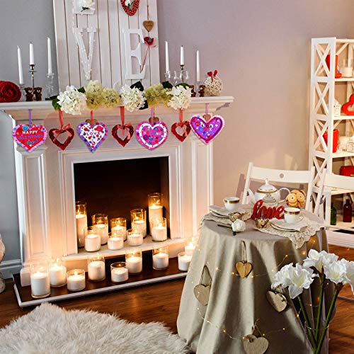 Winlyn 24 Sets Valentine's Day Heart Ornaments Decorations DIY Foam Heart Valentine Craft Kits Assorted Foam Heart Shapes Stickers Pom-poms Googly Winlyn