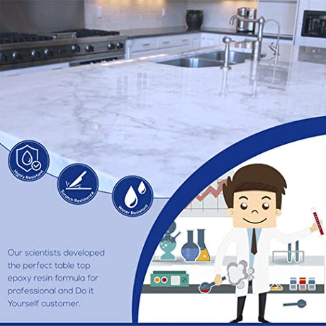 Epoxy Resin for Table Tops & Art Epoxy Resin Kit | 2 Gallon (7.6 L) | Non-Toxic | Premium Quality | High Gloss Thick Clear Coat | for Table Tops, Bar Magic Resin