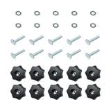 POWERTEC 71481 T Track Knob Kit w/ 7 Star Knob, 1/4-20 Threaded Bolts and Washers, 10 Pack, T Track Bolts, T Track Accessories for Woodworking Jigs POWERTEC