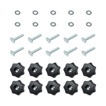 POWERTEC 71481 T Track Knob Kit w/ 7 Star Knob, 1/4-20 Threaded Bolts and Washers, 10 Pack, T Track Bolts, T Track Accessories for Woodworking Jigs - WoodArtSupply