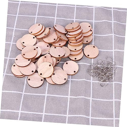 EXCEART 50pcs Wood Tags Blank Calendar Pink Calendar Round Wood Discs for Crafts Calendar Wooden Slices Birthday Board CD Wall Hanging Wooden Pieces