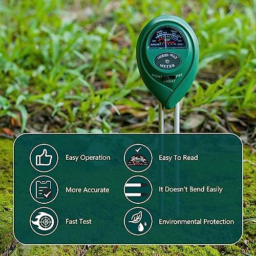 Berry&Bird Soil Moisture Meter, 3-in-1 Plant Moisture Meter for Soil Moisture/PH Meter/Sunlight Indoor & Outdoor, Hygrometer Sensor Soil Testing Tool - WoodArtSupply