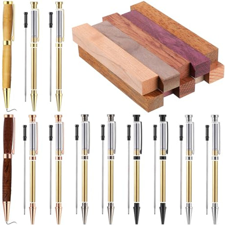 Colarr Pen Making Kit Includes Slimline Pen Kit Pen Turning Kit and Hard Wood Pieces Assorted Colors Pen Blanks Lumber for Woodturning Woodworking Colarr