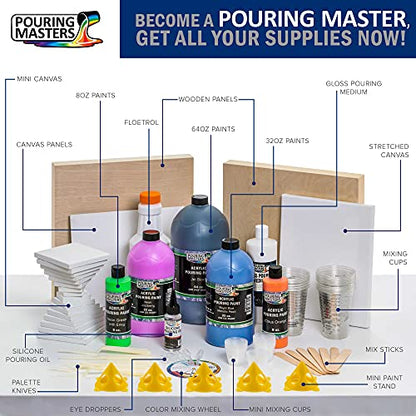 Pouring Masters Halloween 4-Color 8-Ounce Pouring Paint Kit - Acrylic Ready to Pour Pre-Mixed Water Based for Canvas, Wood, Paper, Crafts, Tile, - WoodArtSupply