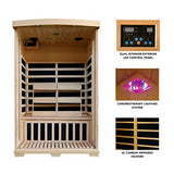HEATWAVE Radiant Saunas 2-Person Hemlock Infrared Sauna with 6 Carbon Heaters, Chromotherapy Lighting, Oxygen Ionizer Blue Wave