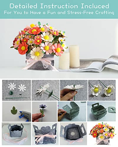 DIY Felt Flower Art Craft Kit,DIY Felt Daisy Bouquet Kit, Floral Gifts,Beginner Craft Kit,Arrange Pre-Cut Felt Flowers and Foliage - WoodArtSupply