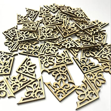 Amosfun 50pcs Solid Wood Carved Corner Onlay Furniture Home Decorations Unpainted Applique Gifts DIY Amosfun