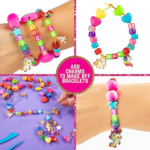 GirlZone Unicorn Charms and Clay Bracelet Kit, Bracelet Making Kit for Girls with Charms, Air Dry Clay and Beads, Fun Christmas Gifts for Girls 8-12 GirlZone