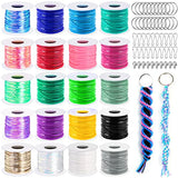 cridoz Lanyard String, Boondoggle String Kit with 20 Rolls Plastic Lacing Cord and 50Pcs Keychain lanyard Accessories, Gimp String Lanyard Weaving cridoz