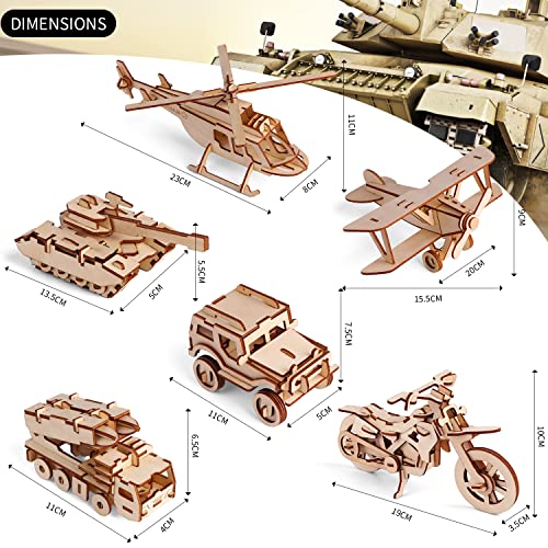 calary 3D Wooden Puzzle Simulation Animal Dinosaur Assembly DIY Model Toy for Kids and Adults,Set of 6 calary