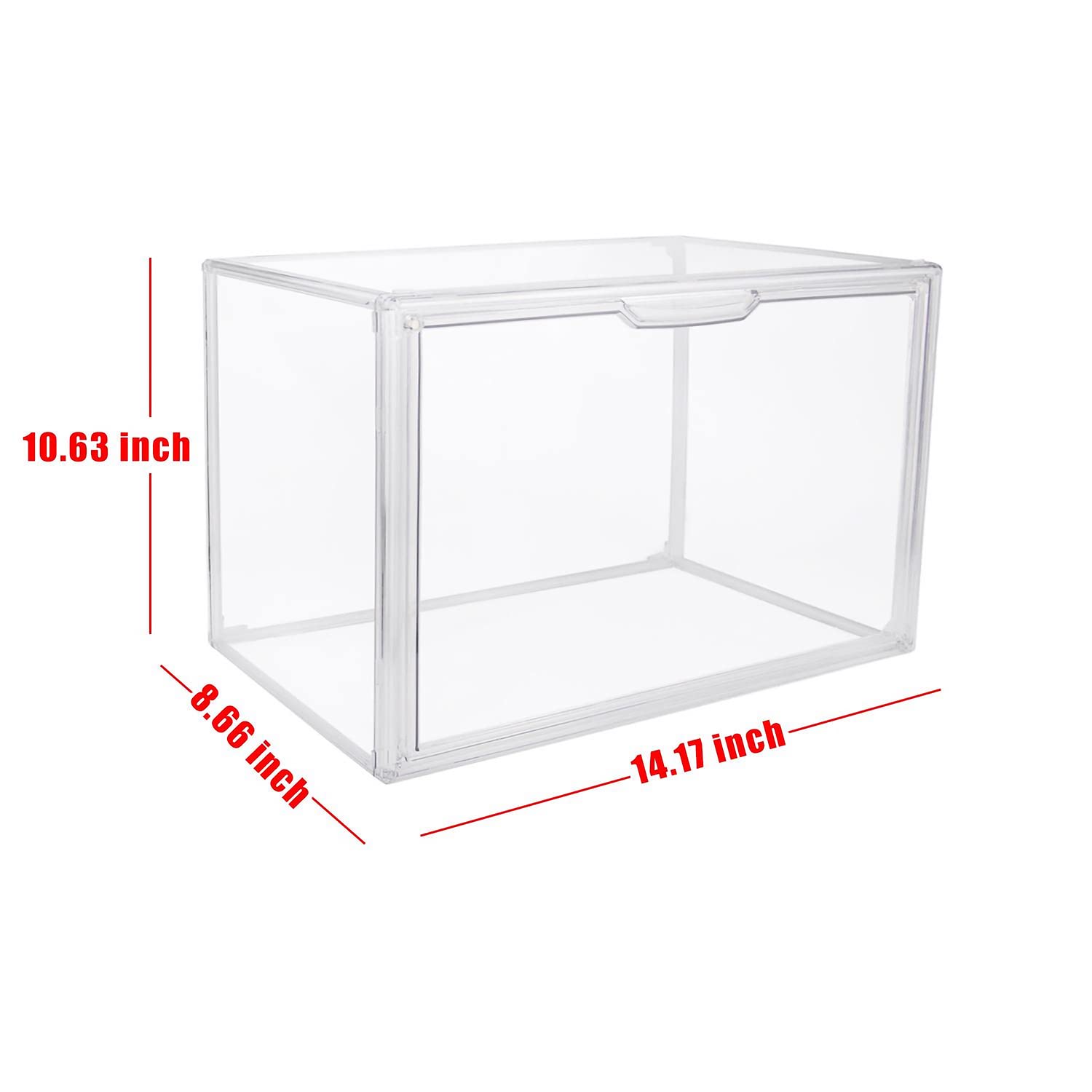 GUDEMAY Clear Stackable Plastic Storage Bins with Magnetic Lid, Dustproof Book & Cosmetic Display Cases, Large Figures Collectibles Showcase, Shoe GUDEMAY
