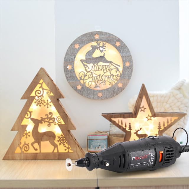 GOXAWEE Rotary Tool Kit with MultiPro Keyless Chuck and Flex Shaft -140pcs Accessories Variable Speed Electric Drill Set for Handmade Crafting GOXAWEE