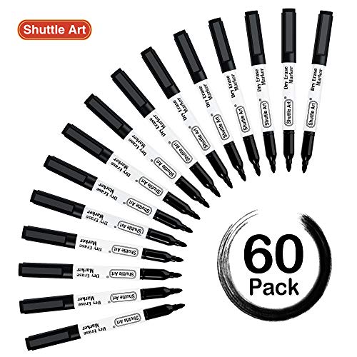 QKHQ7VY Blue Dry Erase Markers, Shuttle Art 60 Pack Magnetic Whiteboard  Markers with Erase,Fine Point Dry Erase Markers Perfect For