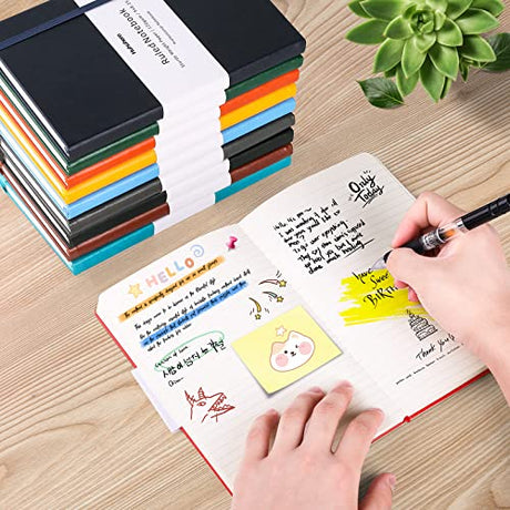 Huhuhero Lined Notebook Journal, 120Gsm Thick Paper Journals for Writing, 5 Pack Hardcover Leather Notebooks for Men Women, Daily Journal for Work Huhuhero