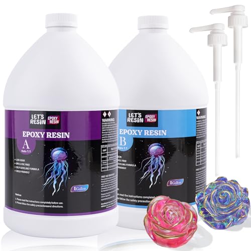 LET'S RESIN EPOXY RESIN 2 Gallon Casting Resin with Pumps, Bubble Free & High-Gloss Resin Epoxy Kit, Crystal Clear Epoxy Resin and Hardener for DIY