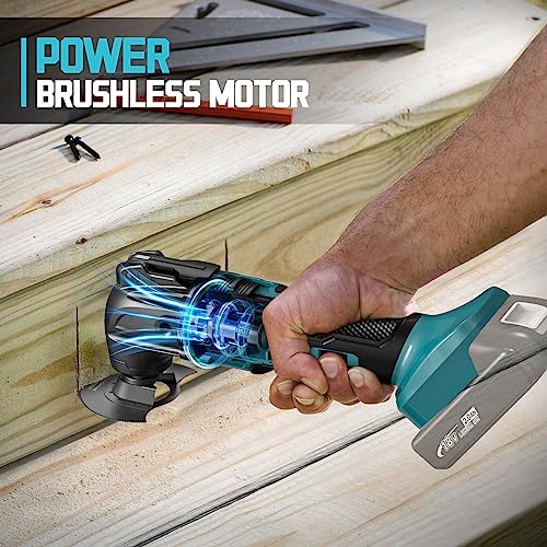 Cordless Oscillating Tool Compatible with Makita Battery, Brushless-Motor Tool with Auxiliary Handle, Oscillating Multi-Tool for Scraping, - WoodArtSupply