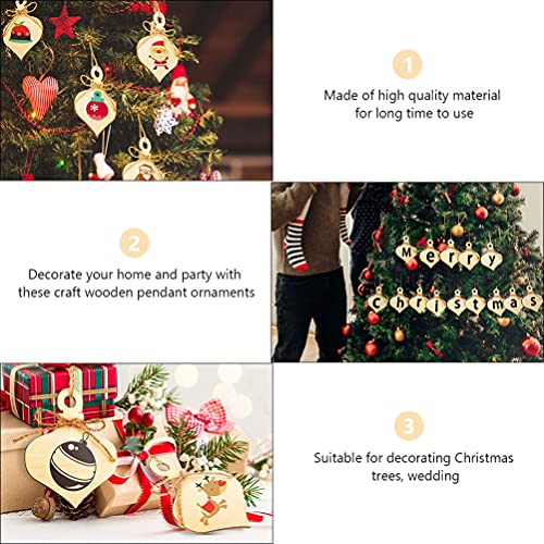 VOSAREA 50pcs Wooden Sign Pendant Ornaments for Gifts Unfinished Wood Cutouts Wood Heart Embellishments Heart Wood Cutout Natural Wood Slices Hanging VOSAREA