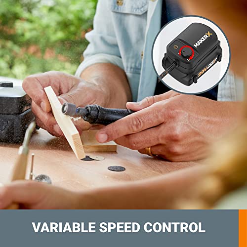 Worx WX996L MAKERX 6 Tool Kit: Rotary Tool, Wood & Metal Crafter, Air Brush, Heat Gun, Grinder and LED Flex Light in Carry Bag WORX