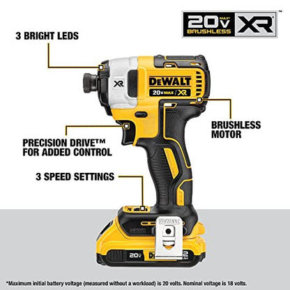 DEWALT 20V MAX* XR Cordless 1/2 in. Drill/Driver and 1/4 in. Impact Driver Kit with (2) 2Ah Batteries & Charger (DCK248D2)