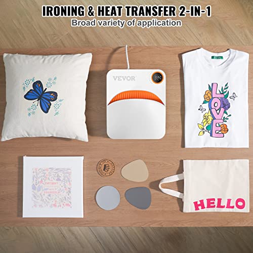 VEVOR Heat Press Machine,10x12inches Portable Shirt Printing Multifunctional Sublimation Transfer Heat Press Machine Teflon Coated, Easy Iron-on VEVOR