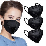 LEMENT 50pcs KN95 Face Mask Black 5 Layer Cup Dust Safety Masks Filter Efficiency≥95% Breathable Elastic Ear Loops Black Masks LEMENT